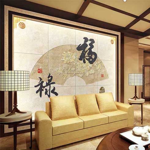 雅素麗背景墻產品-雅素麗彩雕背景墻-福祿