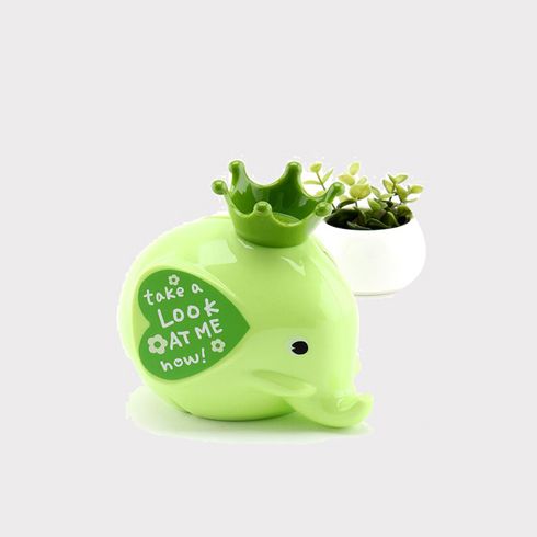 眾客優品-綠色小象擺件