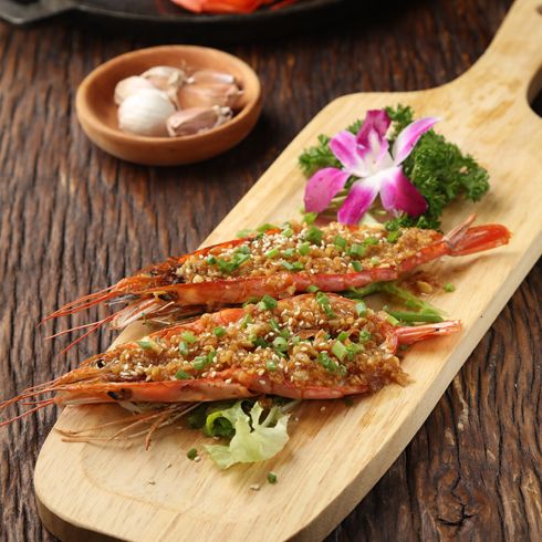 硬貨海鮮飯-傳統蒜蓉烤阿根廷紅蝦